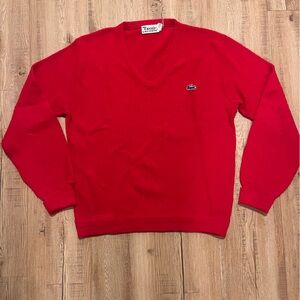 Lacoste Red V-Neck Sweater